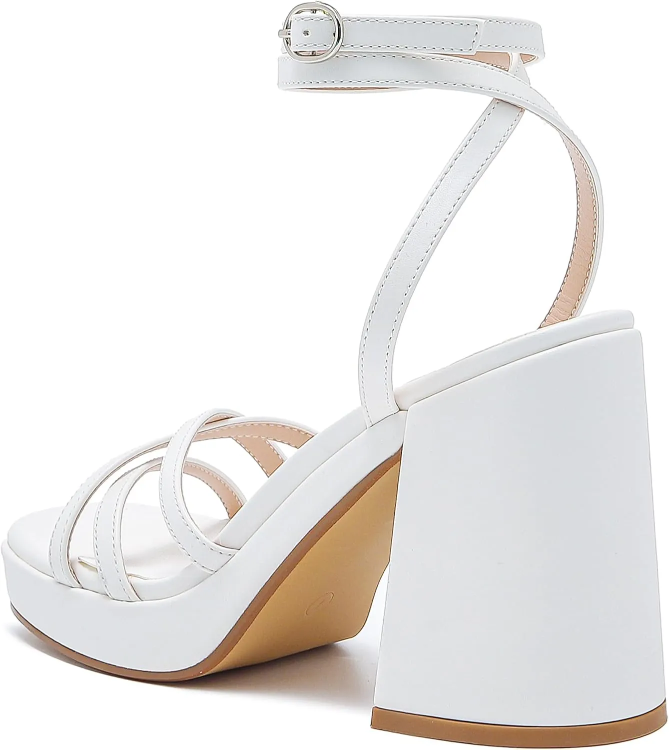 Strappy Platform Heels for Women Heeled Sandals with Lace Up Ankle Strap Square Open Toe Block Heels for Wedding Work Party Prom Dress