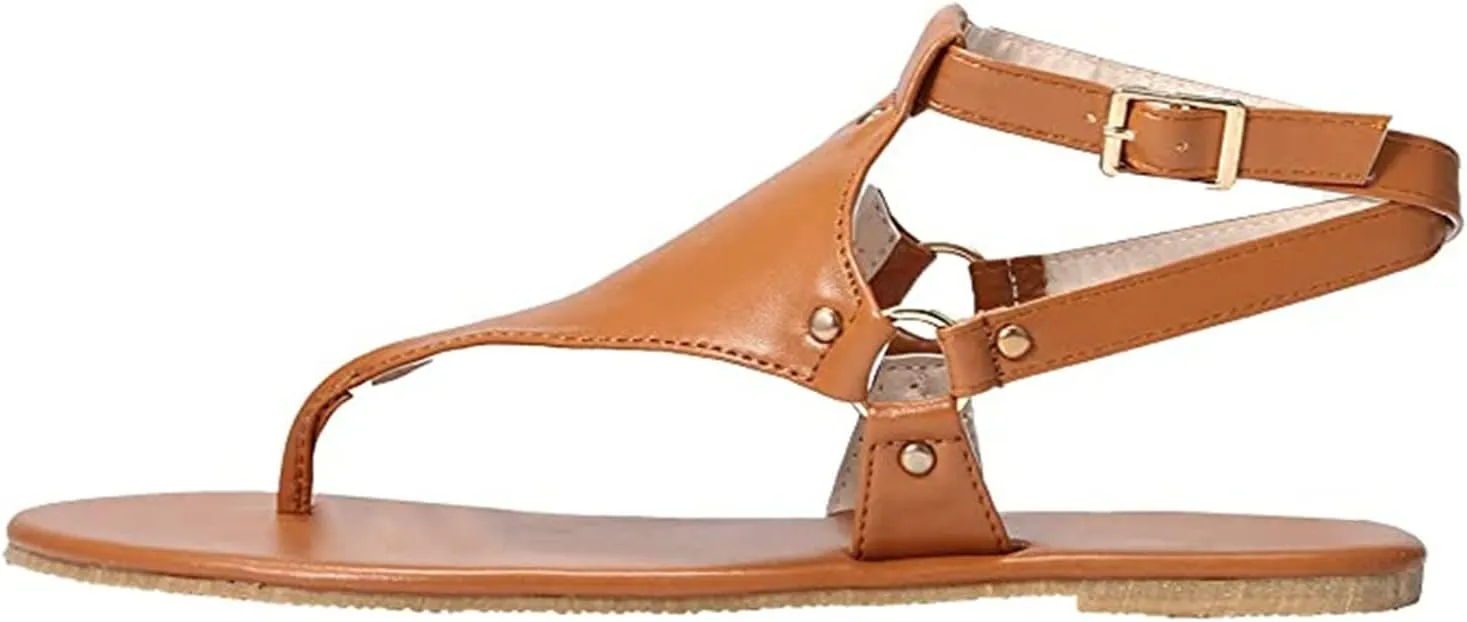 Summer Sandals For Women,Women Strappy Flat Sadals Flat Dressy Flip-Flops Clip Toe T-Strap Gladiator Thong Beach Sandals