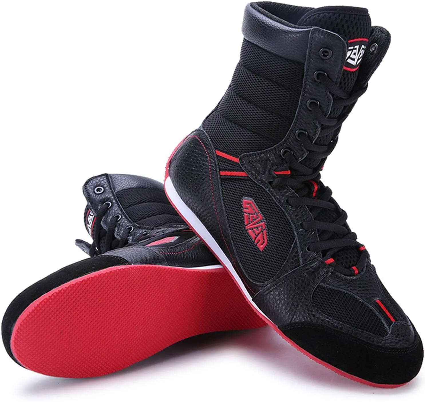 TECDOTO Boxing Boots Men's Boxing Shoes, Wrestling Shoes Trainer Footwear Training Shoes Gym Heavy Gym MMA Shoes,Black-43EU