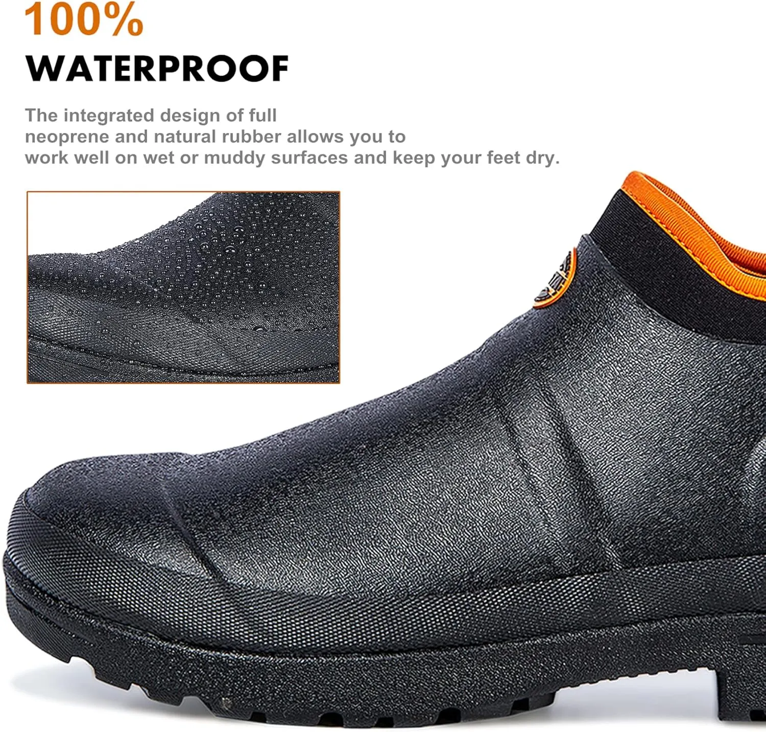 TENGTA Men's Ankle Garden Rain Boots Outdoor Slip On Mud Gardening Shoes for Men Waterproof Heavy Rubber Deck Boots