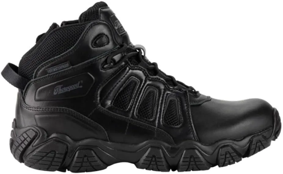 Thorogood Crosstrex 6 Waterproof Black Tactical Boots for Men with Zipper - Breathable Polished Leather and Mesh with Safety Toe and Traction Outsole; ASTM Rated