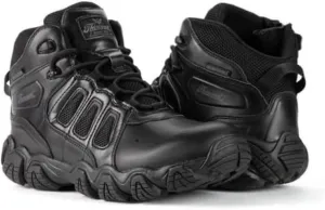 Thorogood Crosstrex 6 Waterproof Black Tactical Boots for Men with Zipper - Breathable Polished Leather and Mesh with Safety Toe and Traction Outsole; ASTM Rated