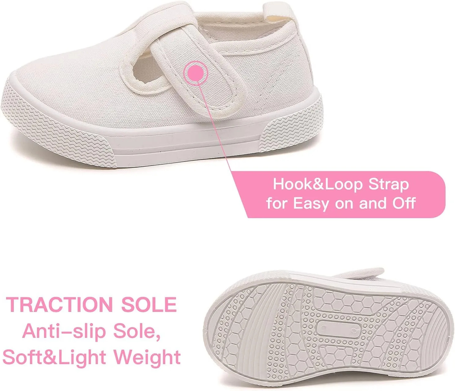 Toddler Boys Girls T-Strap Canvas Sneakers for Little Kids Classical Comfortable Mary Jane Canvas Flats, Non-Slip Casual Canvas Sneaker for Little Kids