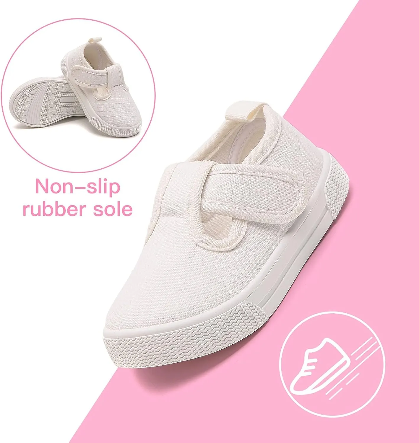 Toddler Boys Girls T-Strap Canvas Sneakers for Little Kids Classical Comfortable Mary Jane Canvas Flats, Non-Slip Casual Canvas Sneaker for Little Kids