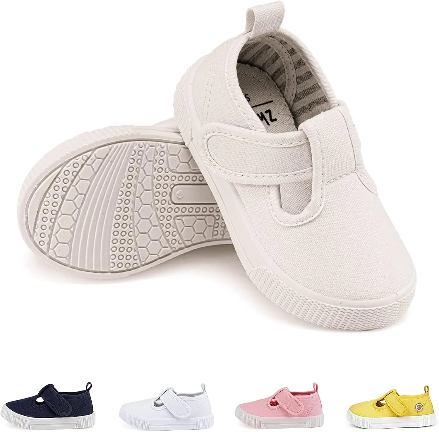 Toddler Boys Girls T-Strap Canvas Sneakers for Little Kids Classical Comfortable Mary Jane Canvas Flats, Non-Slip Casual Canvas Sneaker for Little Kids