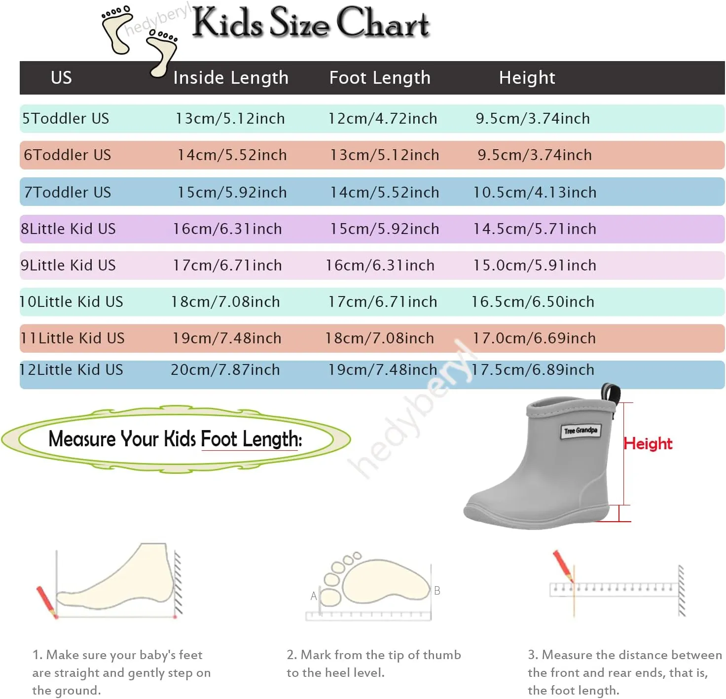 Toddler Rain Boots for Boys Girls Baby Rain boot Lightweight Kids Rain Boots Infant Rainboots 1-6 Years