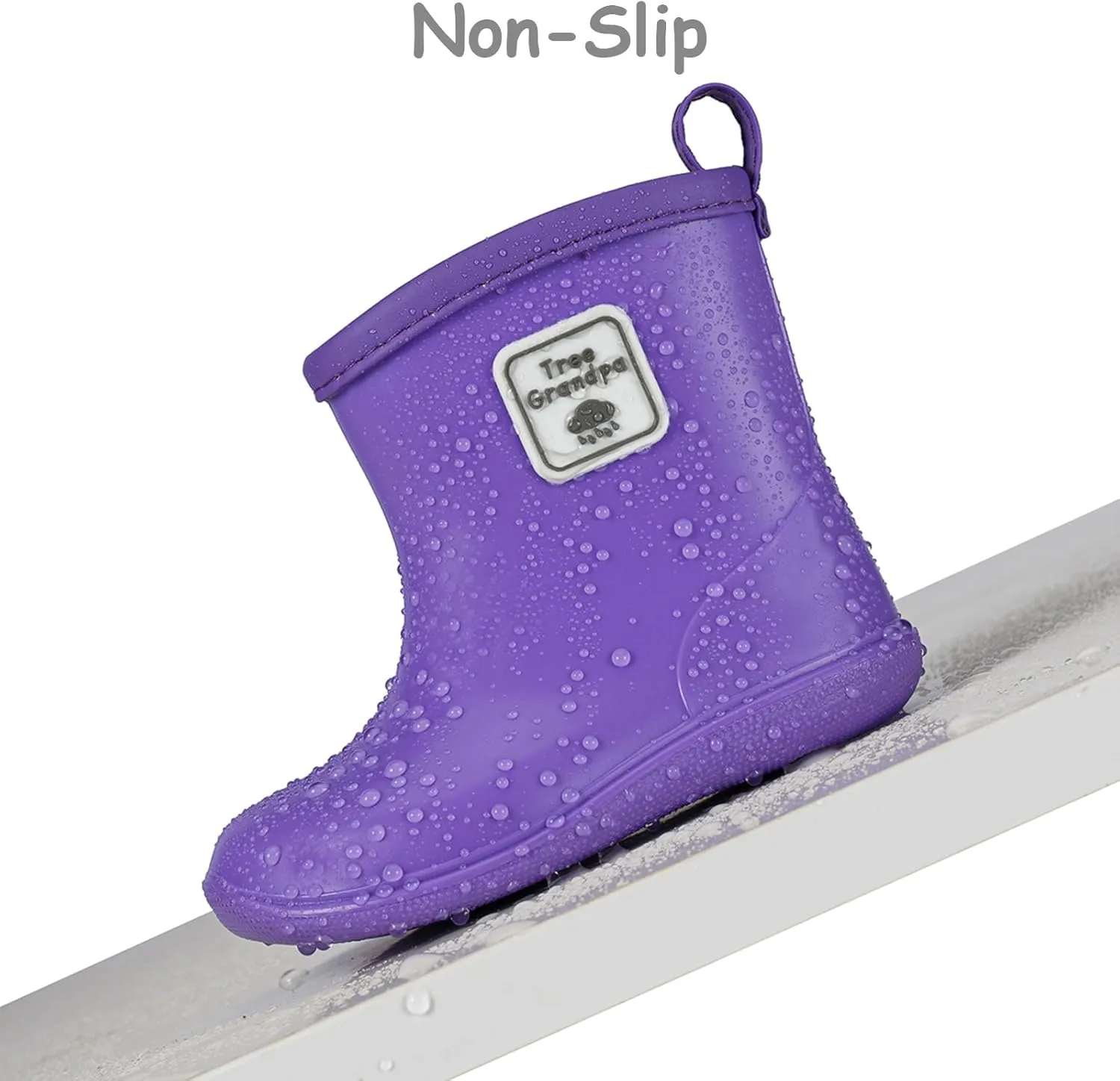 Tree Grandpa Toddler Rain Boots for Boys Girls Waterproof Baby Kids Rain Boots With Easy-on