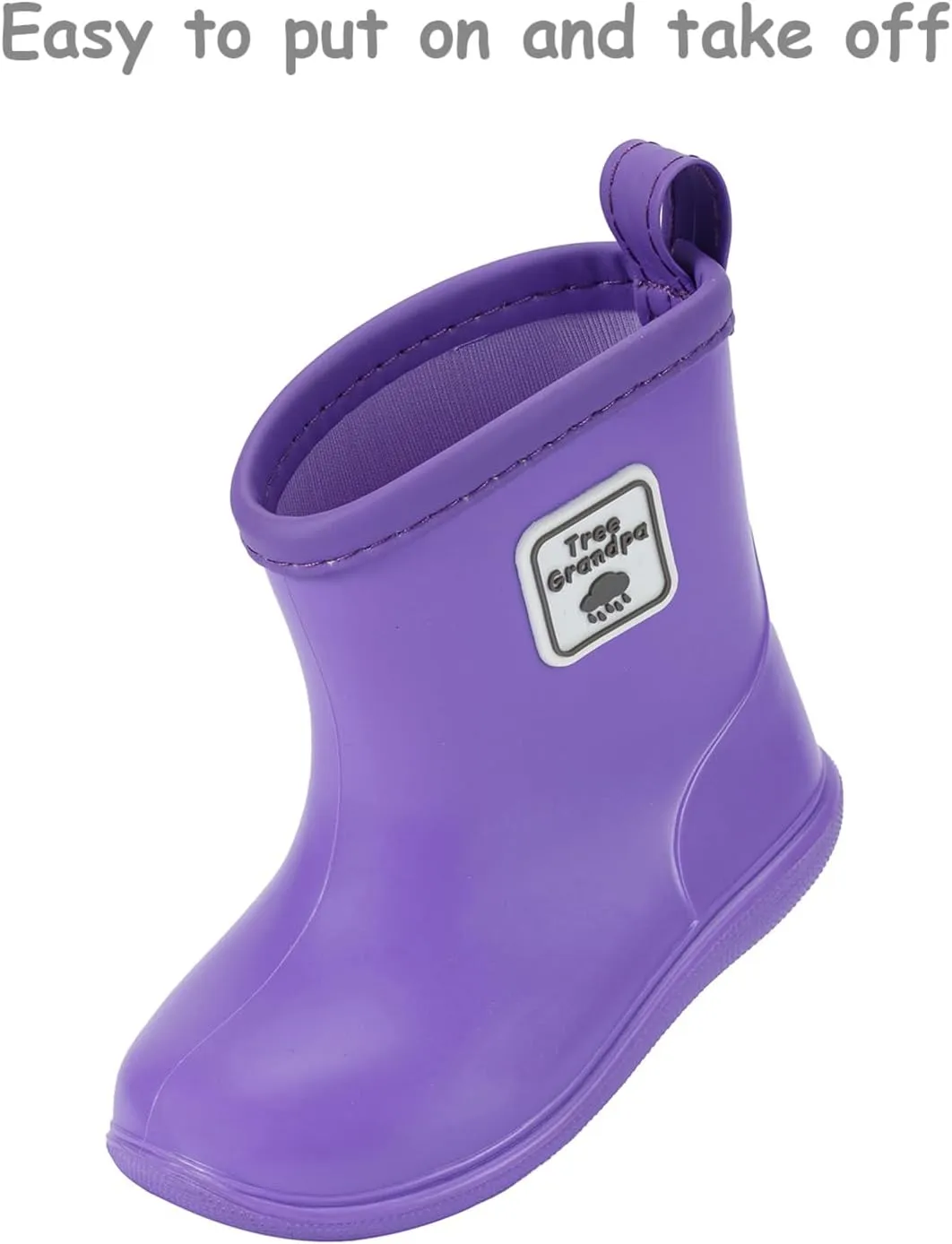Tree Grandpa Toddler Rain Boots for Boys Girls Waterproof Baby Kids Rain Boots With Easy-on