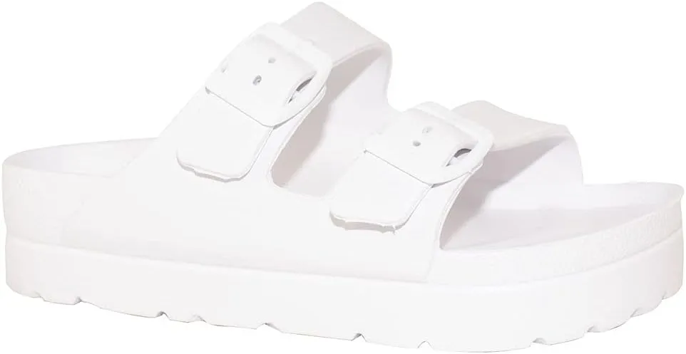 TRENDSUP Women's Comfort Slides Double Buckle Adjustable EVA Flat Sandals