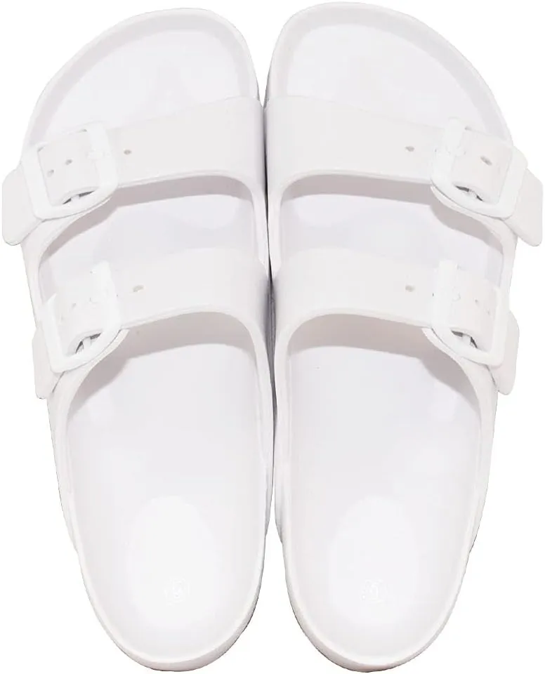 TRENDSUP Women's Comfort Slides Double Buckle Adjustable EVA Flat Sandals
