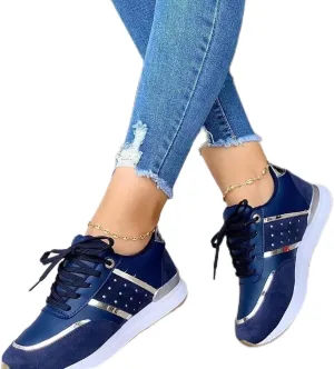 TROONZ Women Fashion Trainers, Casual Mesh Shoes,Spring Sneakers Women Casual Breathable Sport Shoes, Canvas Shoes -Blue||7.5