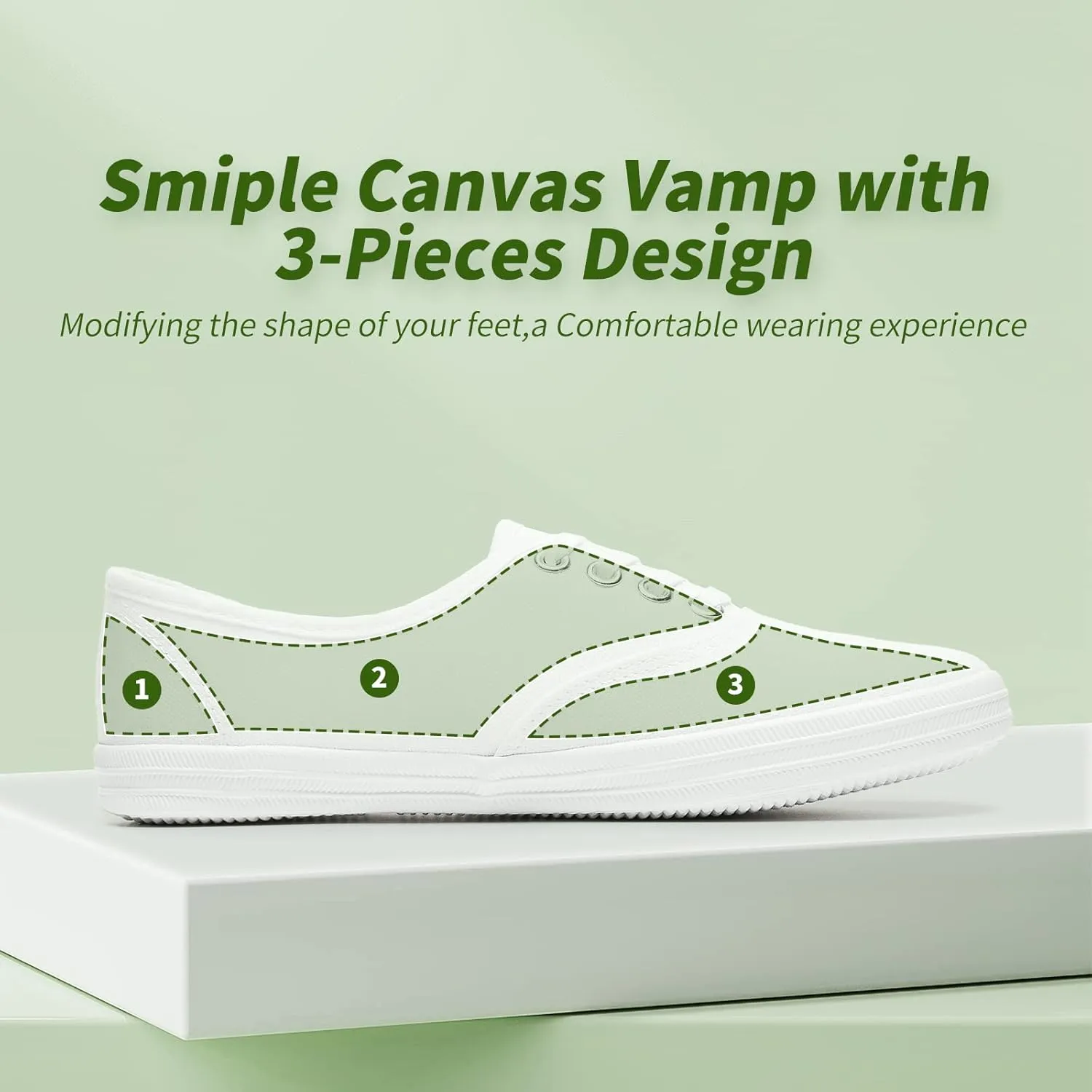 TUOPIN Womens White Canvas Sneakers Low Top Lace-up Canvas Shoes Lightweight Casual Tennis Shoes