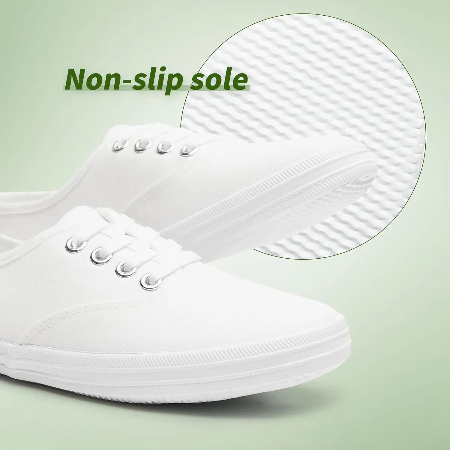 TUOPIN Womens White Canvas Sneakers Low Top Lace-up Canvas Shoes Lightweight Casual Tennis Shoes