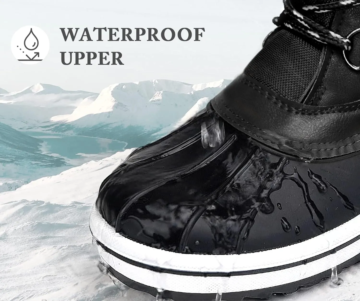 Vepose Women's 970A/971A Mid Calf Boots,Waterproof Insulated Snow Tall Boots Laces Warm Fur Shoes