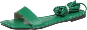 VESNIBA Women's Strappy Sandals Square Open Toe Flat Bottomed Casual Beach Sandals for Party Soft Shoes Casual Daily Dress