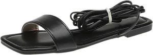 VESNIBA Women's Strappy Sandals Square Open Toe Flat Bottomed Casual Beach Sandals for Party Soft Shoes Casual Daily Dress