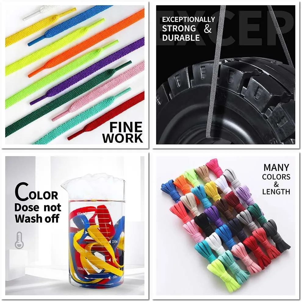VSUDO Flat Shoe Laces for Sneakers, Shoelaces for Sneakers, Athletic Shoelaces