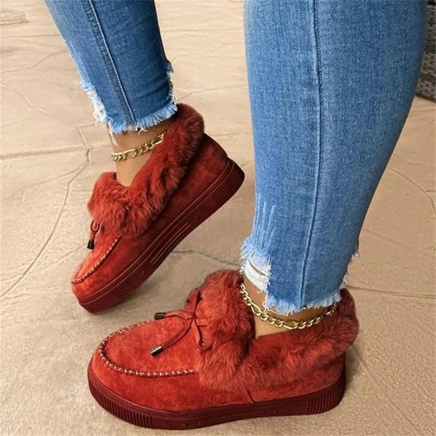 Winter Boots For Women 2024 Snow Boots Warm Ankle Booties Slip On Outdoor Fur Lined Comfortable Fashion Loafers Shoes