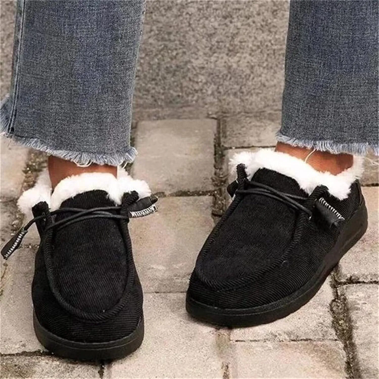 Winter Boots For Women Warm Snow Boots Slip on Comfortable Outdoor Fur Lined Ankle Booties Thickening Loafers Shoes