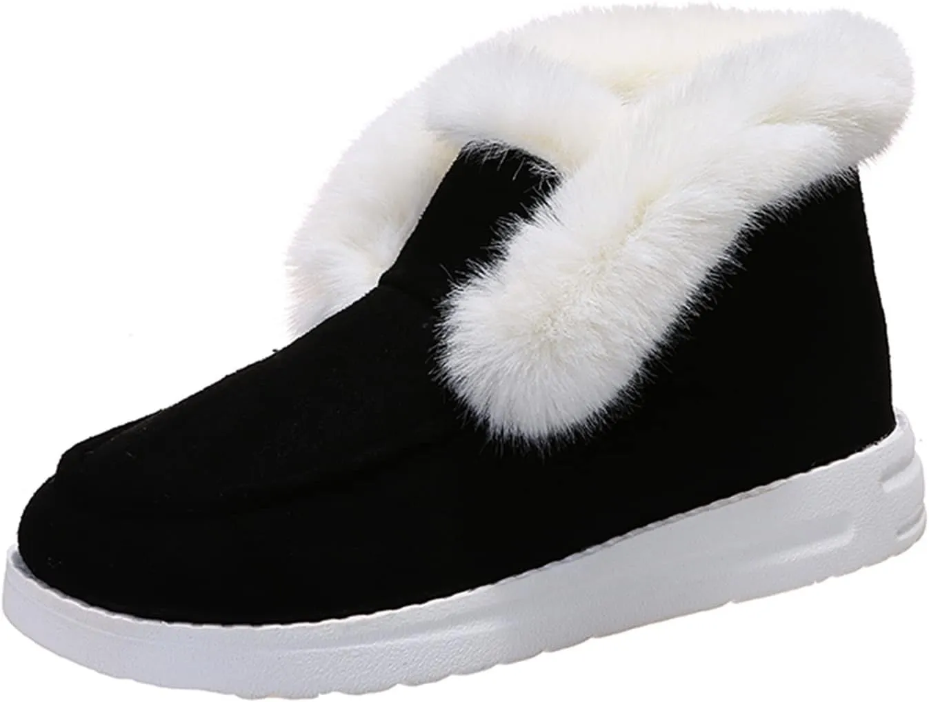 Winter Boots For Women Warm Snow Boots Slip on Insulated Fur Lined Lightweight Cold Weather Ankle Booties Loafers
