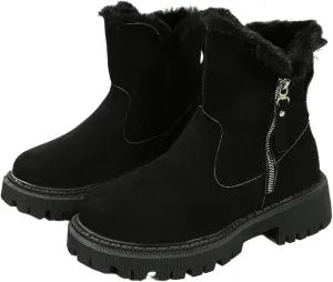 Winter Dress Boots For Women 2024 Snow Boots Warm Fur Lined Anti-Slip Outdoor Slip On Ankle Booties Loafers Shoes