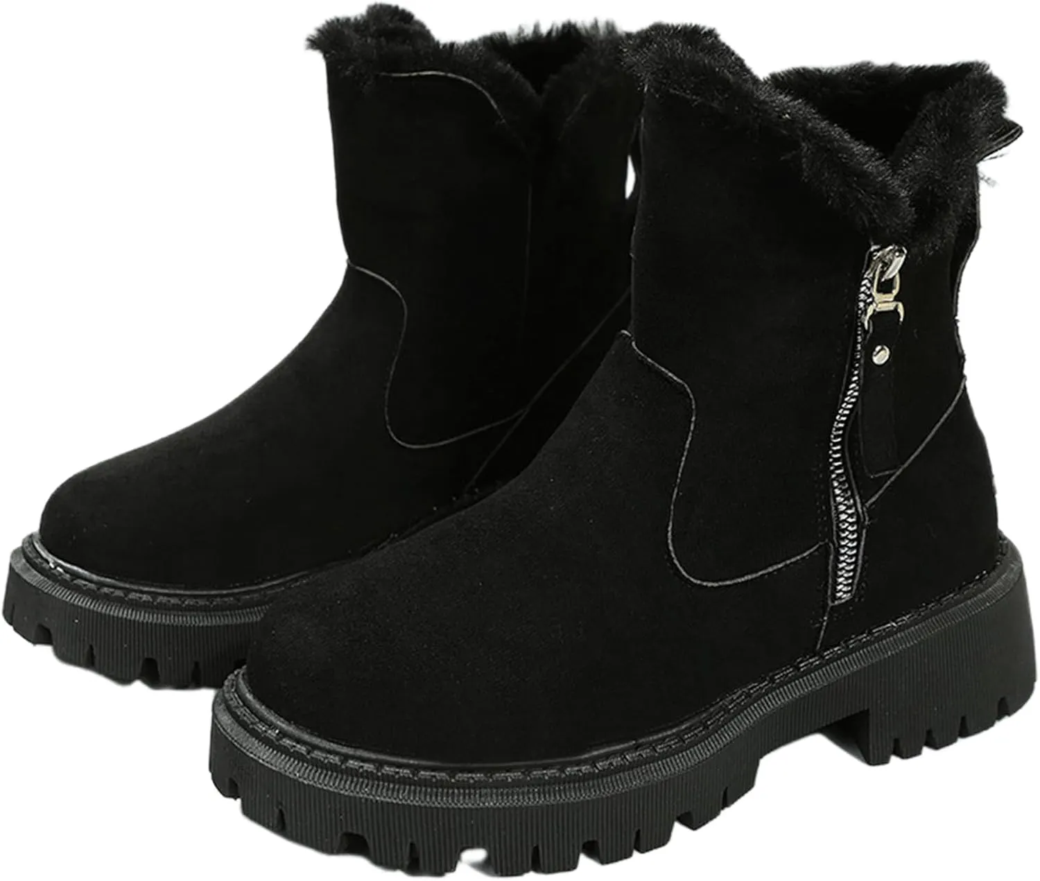 Winter Dress Boots For Women 2024 Snow Boots Warm Fur Lined Anti-Slip Outdoor Slip On Ankle Booties Loafers Shoes