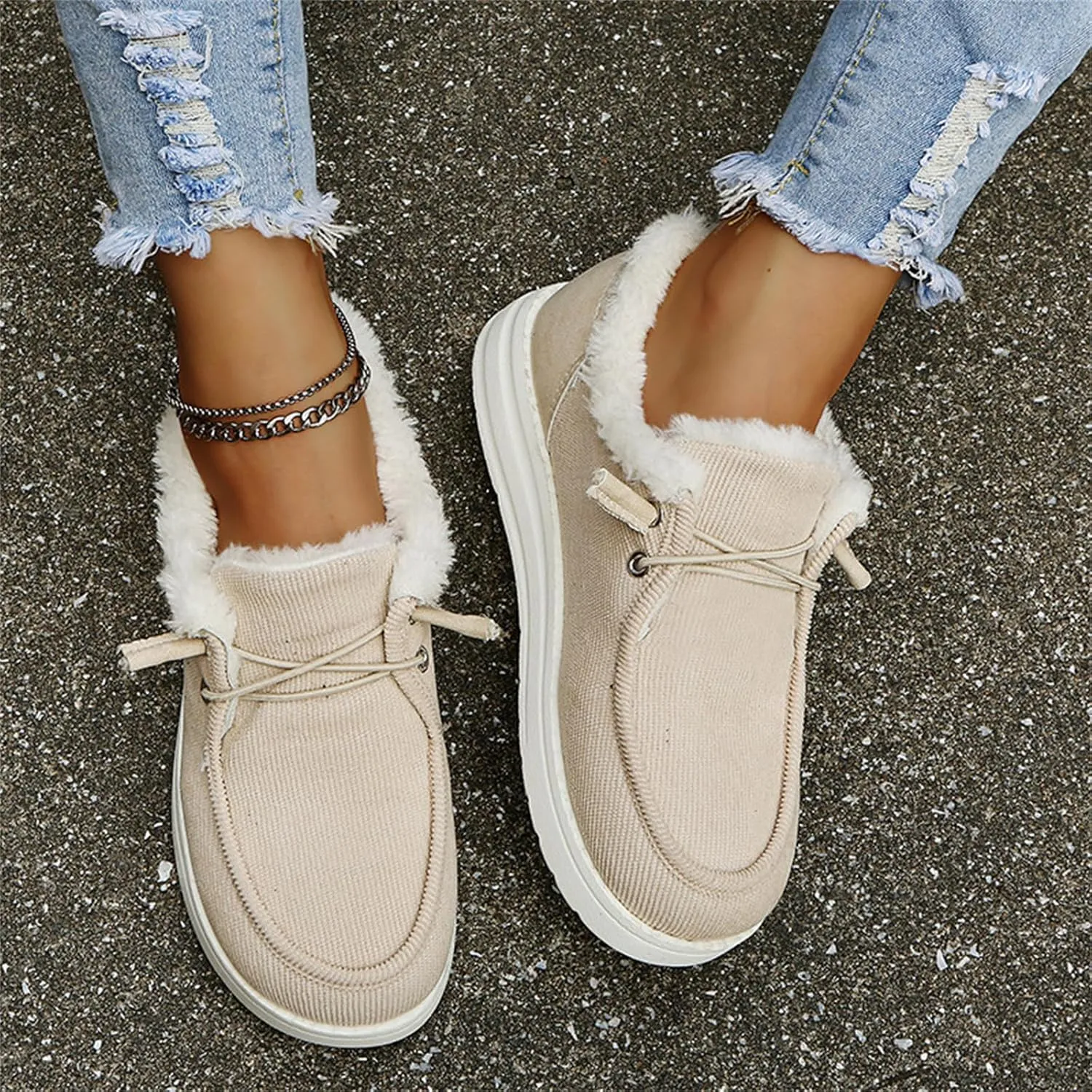 Winter Fashion Boots For Women 2024 Snow Boots Winter Shoes with Fur Lined Warm Slip On Comfortable Ankle Booties