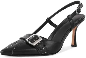 Women Bow Heels Pointed Toe Slip On Mules Stiletto heels Sandals Dress Party Wedding Studded Heels Pumps