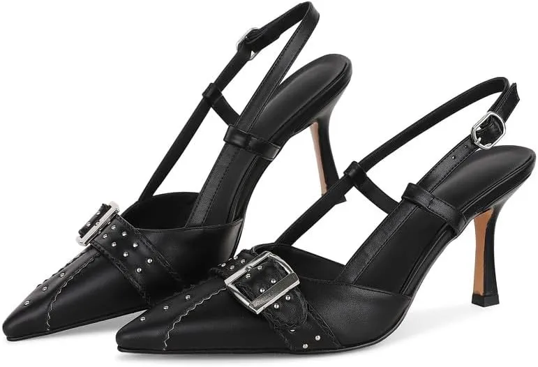 Women Bow Heels Pointed Toe Slip On Mules Stiletto heels Sandals Dress Party Wedding Studded Heels Pumps