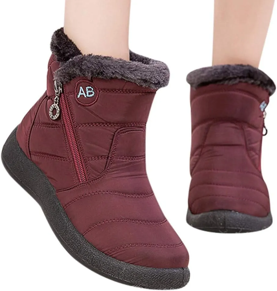 Women Snow Boots Waterproof Women's Slip On Winter Boots Women Snow Boots Winter Shoes with Hook Loop Low Snow Boot for Women Womens Running Shoes Mens Booties Winter