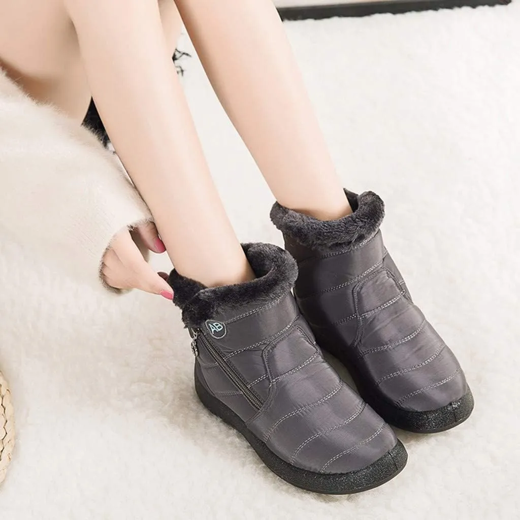 Women Winter Boots with Zipper Go Boots for Ladies Waterproof Snow Boots Womens Winter Ankle Boots Ladies Fur Lined Snow Shoes Women Barefoot Shoes Women Men's Winter Booties