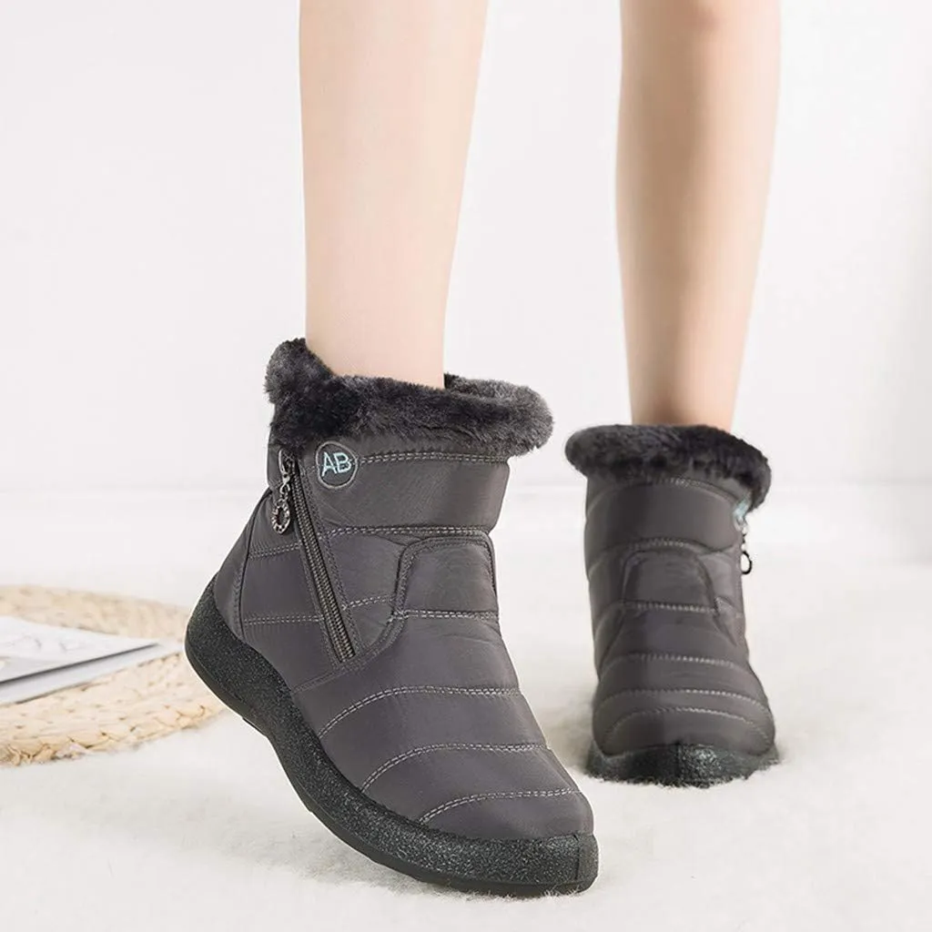 Women Winter Boots with Zipper Go Boots for Ladies Waterproof Snow Boots Womens Winter Ankle Boots Ladies Fur Lined Snow Shoes Women Barefoot Shoes Women Men's Winter Booties