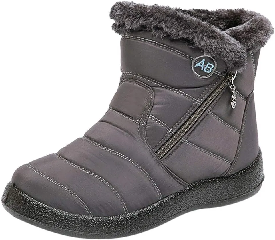 Women Winter Boots with Zipper Go Boots for Ladies Waterproof Snow Boots Womens Winter Ankle Boots Ladies Fur Lined Snow Shoes Women Barefoot Shoes Women Men's Winter Booties