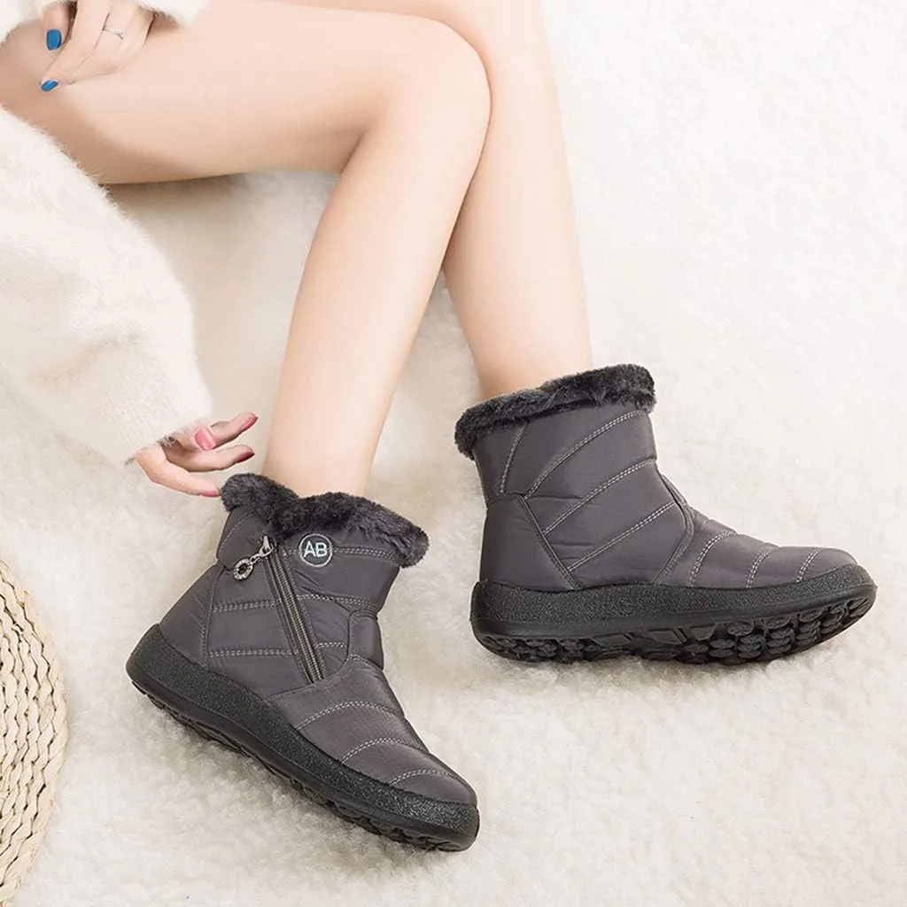 Women Winter Boots with Zipper Go Boots for Ladies Waterproof Snow Boots Womens Winter Ankle Boots Ladies Fur Lined Snow Shoes Women Barefoot Shoes Women Men's Winter Booties