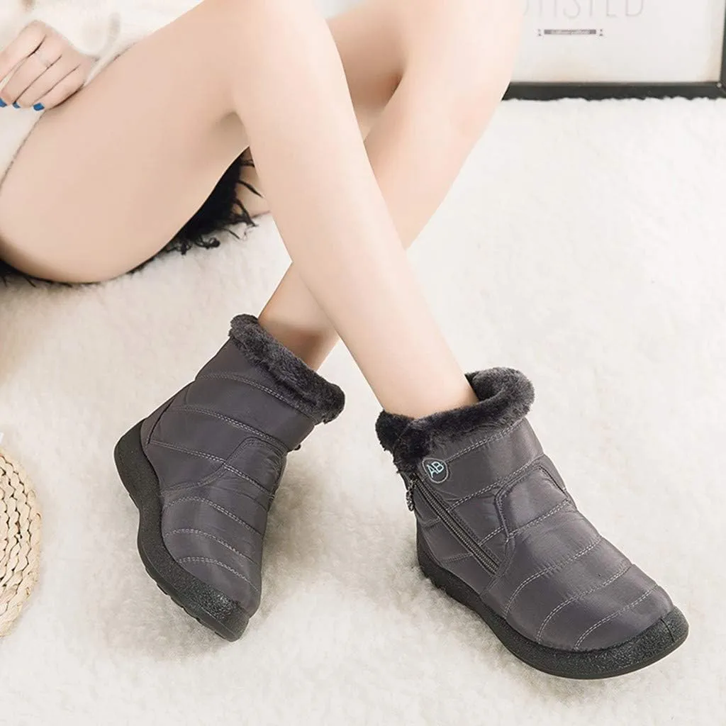 Women Winter Boots with Zipper Go Boots for Ladies Waterproof Snow Boots Womens Winter Ankle Boots Ladies Fur Lined Snow Shoes Women Barefoot Shoes Women Men's Winter Booties