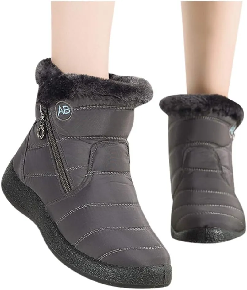 Women Winter Boots with Zipper Go Boots for Ladies Waterproof Snow Boots Womens Winter Ankle Boots Ladies Fur Lined Snow Shoes Women Barefoot Shoes Women Men's Winter Booties