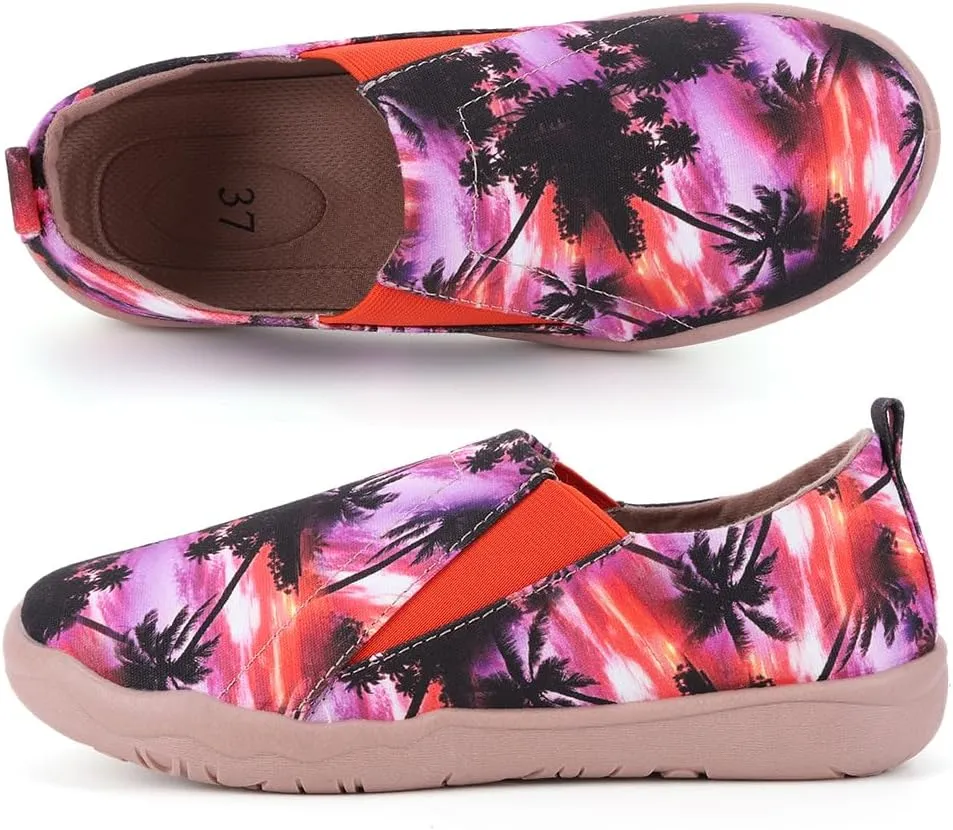 Women's Art Painted Canvas Loafers Slip On Sneaker with Orthopedic Arch Support Lightweight Travel Shoes Comfort Soft Casual Walking Shoes