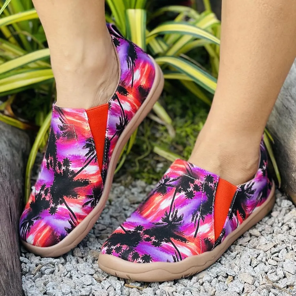 Women's Art Painted Canvas Loafers Slip On Sneaker with Orthopedic Arch Support Lightweight Travel Shoes Comfort Soft Casual Walking Shoes
