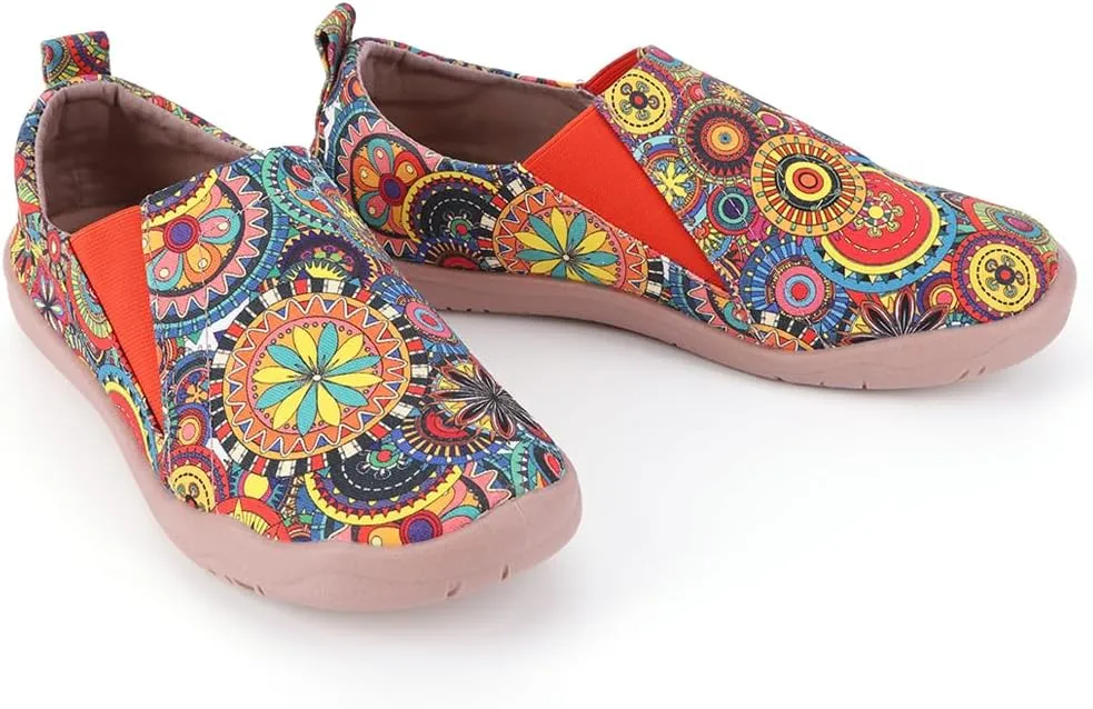 Women's Art Painted Canvas Loafers Slip On Sneaker with Orthopedic Arch Support Lightweight Travel Shoes Comfort Soft Casual Walking Shoes