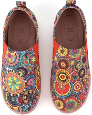 Women's Art Painted Canvas Loafers Slip On Sneaker with Orthopedic Arch Support Lightweight Travel Shoes Comfort Soft Casual Walking Shoes