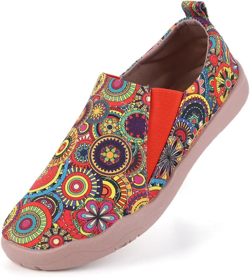 Women's Art Painted Canvas Loafers Slip On Sneaker with Orthopedic Arch Support Lightweight Travel Shoes Comfort Soft Casual Walking Shoes
