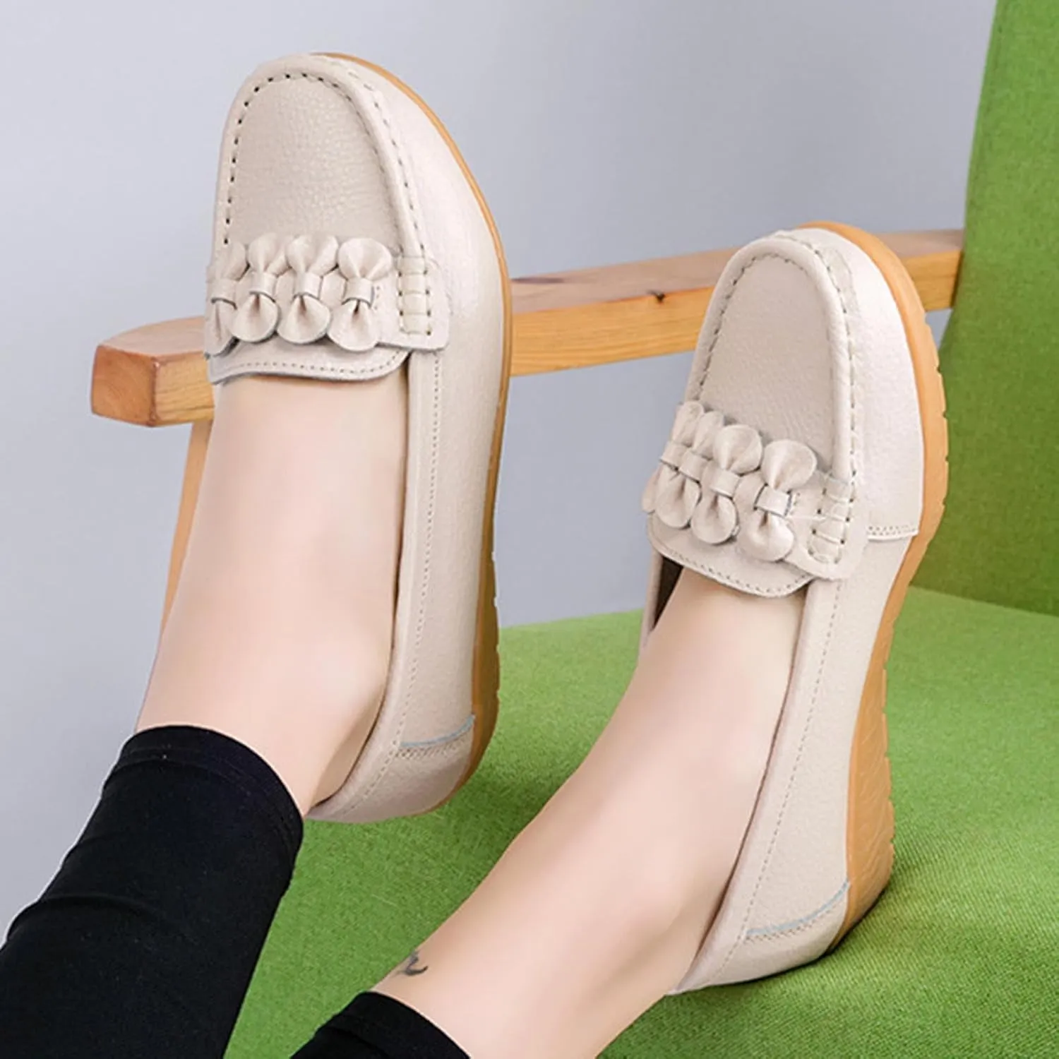Womens Casual Loafers Comfort Slip on Flat Shoes Lightweight Soft Flats Ladies Dressy Single Shoe for Office Work