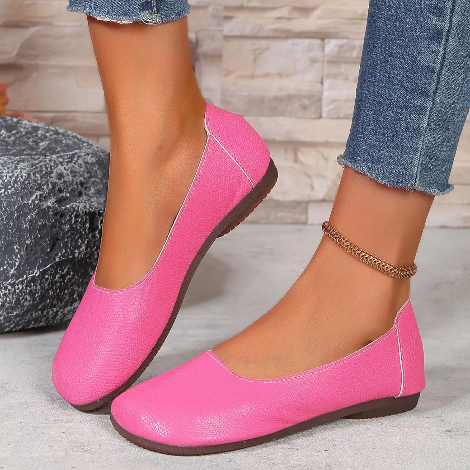 Women's Casual Loafers Cute Slip On Comfort Walking Flats Leather Driving Dress Shoes Fashion Closed Toe Boat Shoes