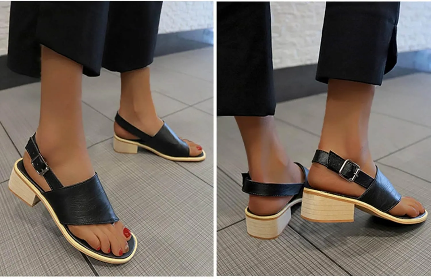Womens Clip Toe Sandals Chunky Block Heel Summer Wedges Casual Comfort Peep-Toe Sandal Dressy Vacation Shoes