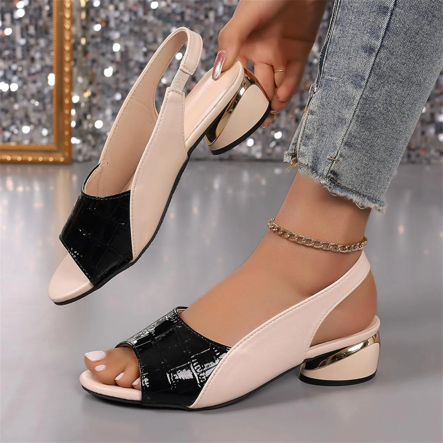 Womens Clog Sandals Women's Heeled Sandals Beach Shoes High Heels Sandals Women's Flip Flop Platform Wedge Sandals