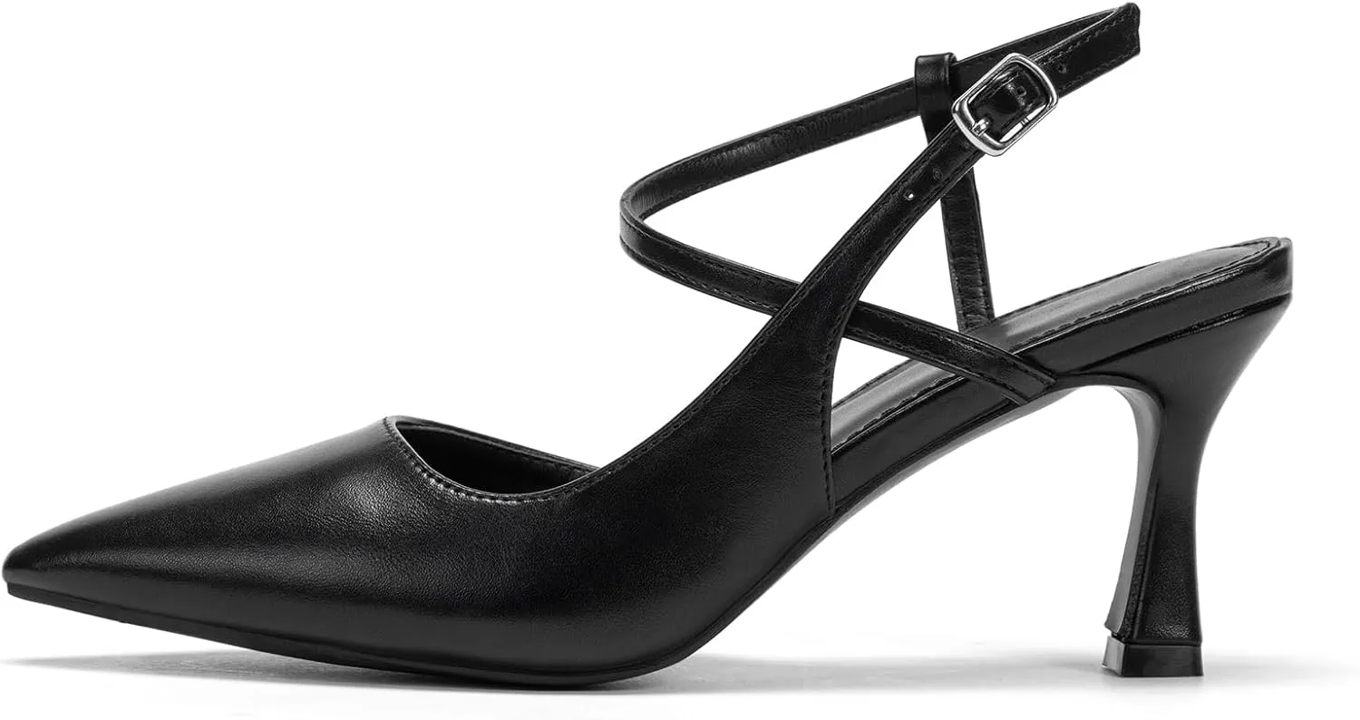 Women's Close Pointed Toe Strappy High Heels Stiletto Slingback Pumps Elegant D'Orsay Dress Wedding Party Shoes