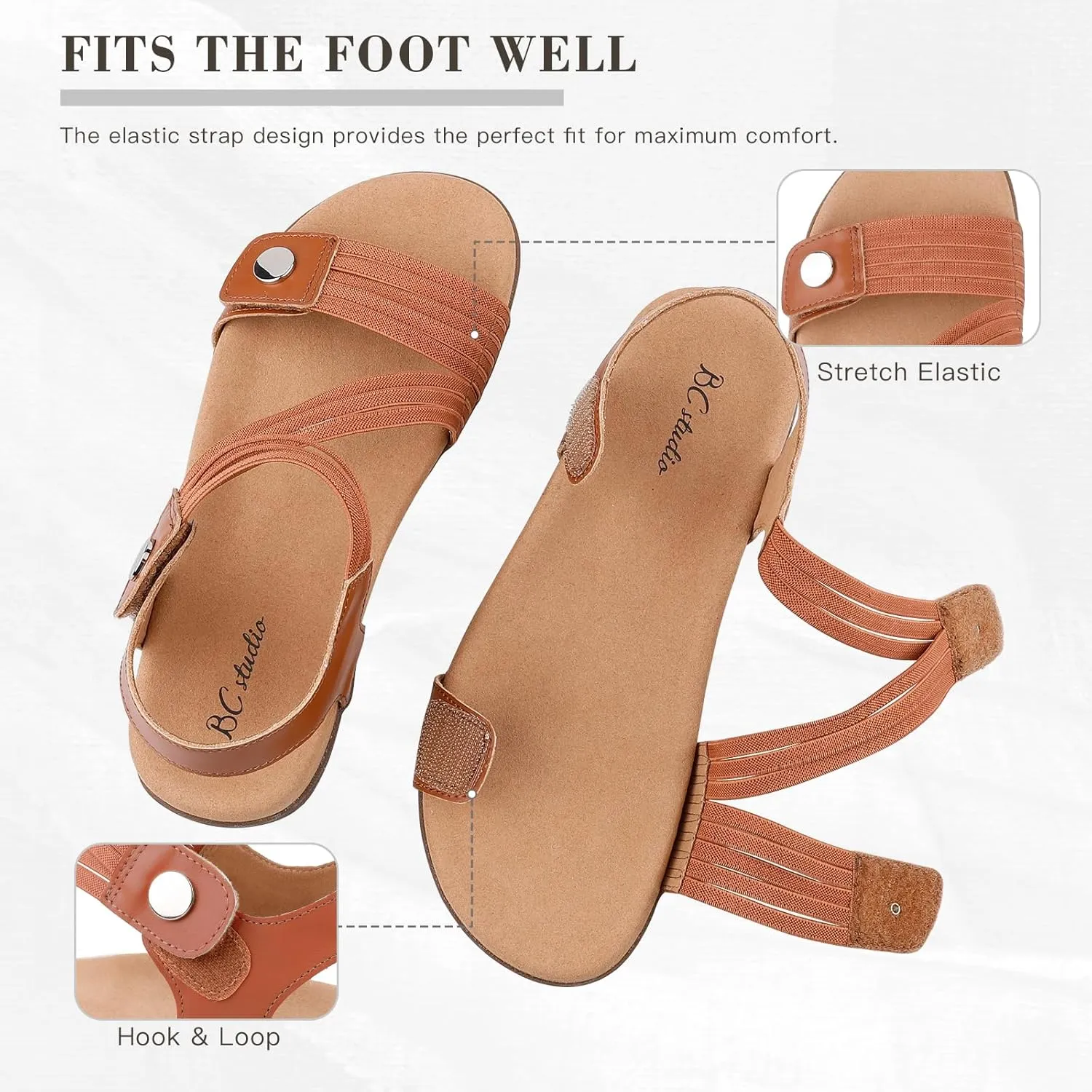 Women's Comfort Orthopedic Sandals with Arch Support Summer Walking Casual Flats Shoes