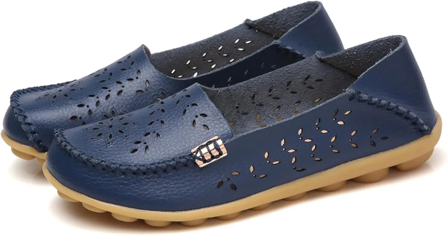 Womens Comfort Walking Cute Flat Loafer Ballet Flats Shoes Cute Penny Loafer Slip On Walking Driving Shoes with Diamond Eyelets