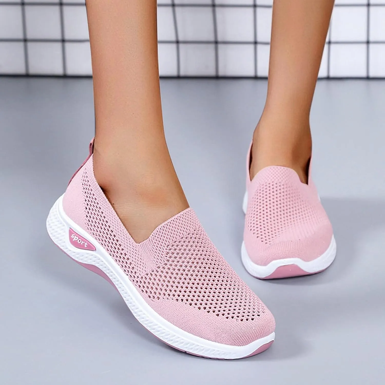 Womens Elastic Slip On Shoes Casual Walking Sneakers Lightweight Canvas Comfortable Flats Non Slip Loafers
