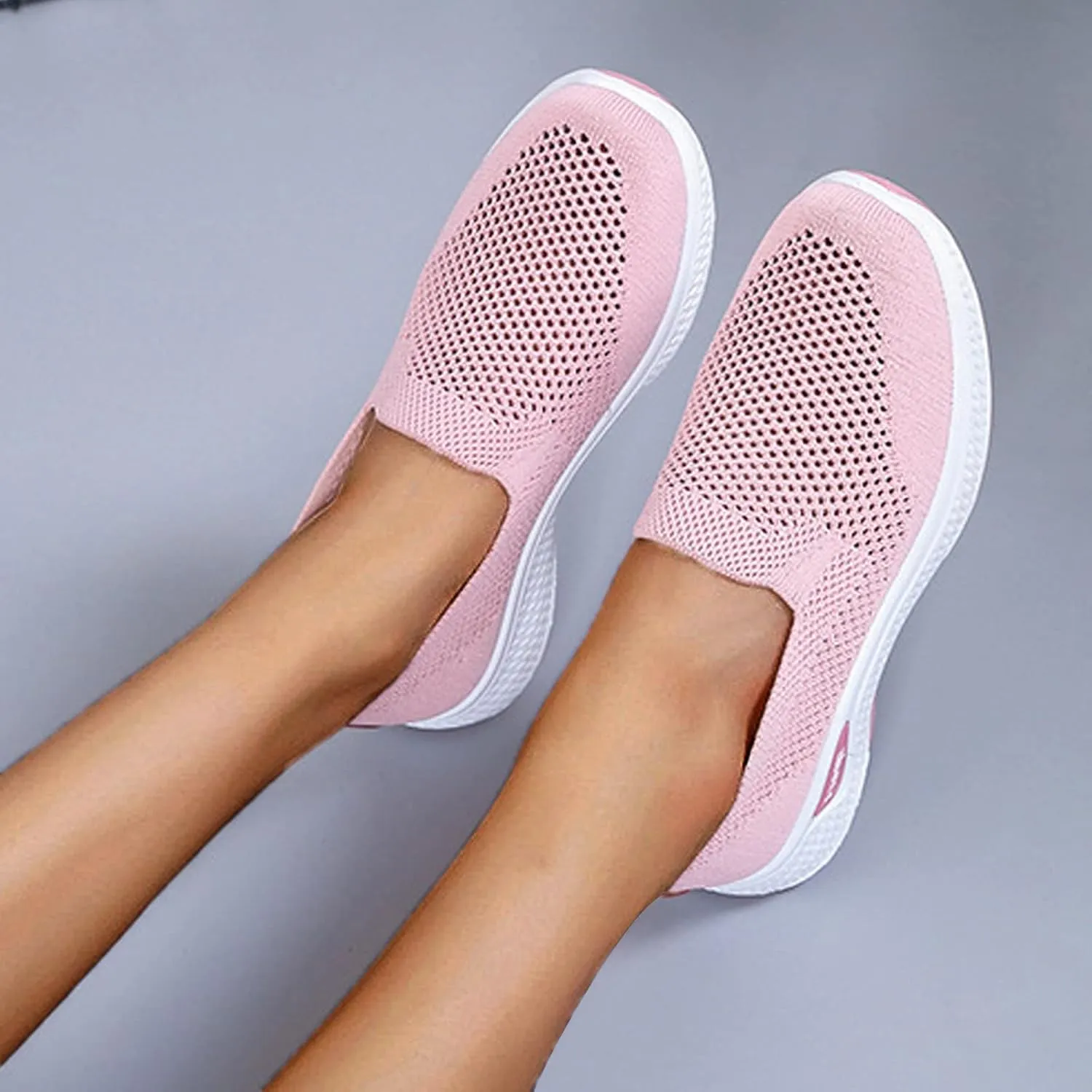 Womens Elastic Slip On Shoes Casual Walking Sneakers Lightweight Canvas Comfortable Flats Non Slip Loafers